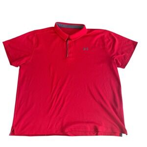 Under Armour Men's Size 4XL Polo Shirt Red Short Sleeve Button Golf